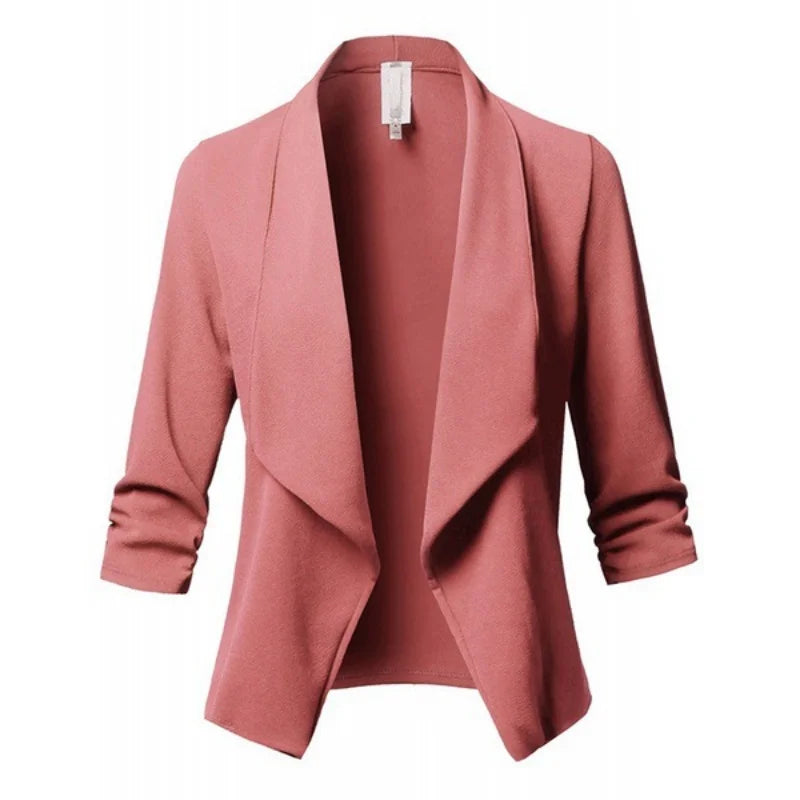 2024 Long Sleeve Women Blazers and Jackets Ruched Asymmetrical Casual Business Suit Lady