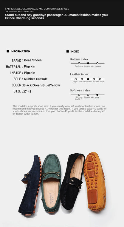 Men Genuine Leather Driving Shoes Metal Buckle Moccasins Slip-On Casual Loafers Men's Comfortable Flats Mocasines