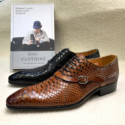 Mens Business Leather Dress Shoes Formal Oxford Lace-Up Comfortable Non-Slip Rubber Sole Office Casual Breathable EU/US Sizes UK