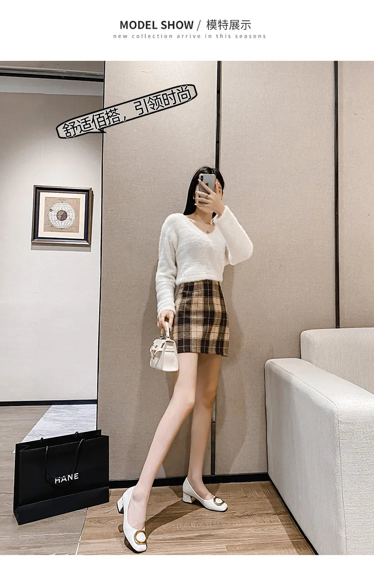 Plus Size 42 43 Women Pumps Med Heel Square Toe Pumps Office Lady Imitation Crocodile Leahter Shoes Big Gold Metal Chain Slip On