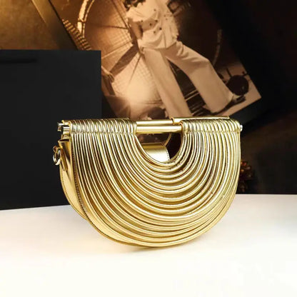 Handbags for Women 2026 New Gold Luxury Designer Brand Moon Handwoven Noodle Bags Leather Pulled Hobo Silver Evening Clutch Chic