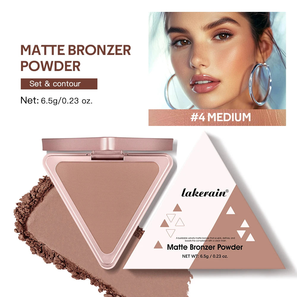 Soft Velvet Matte Bronzer Pressed Powder Long Wear Contour Even Skin Tone Light Setting Powder Natural Tan Shade Face Makeup