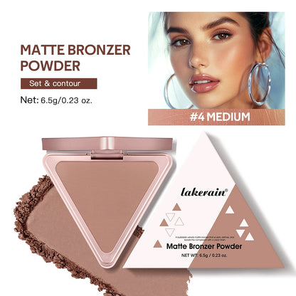 Soft Velvet Matte Bronzer Pressed Powder Long Wear Contour Even Skin Tone Light Setting Powder Natural Tan Shade Face Makeup