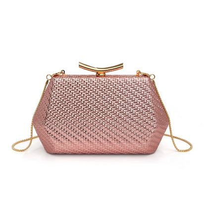 Light luxury woven diamond pattern women's evening bag simple pure colors messenger bag suitable for wedding and party occasions