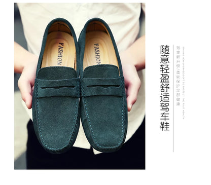 Men's Casual Fashion Genuine Leather Loafers Moccasins Slip-On Driving Shoes 38-50 Size Range Male Flats Comfort Footwear