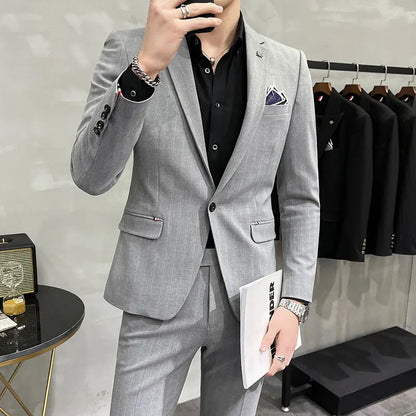 Men's High-Quality Two-Piece Wedding Suit Business Casual Banquet Costume Luxury Ensemble with Trousers