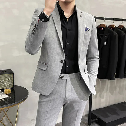 Men's High-Quality Two-Piece Wedding Suit Business Casual Banquet Costume Luxury Ensemble with Trousers