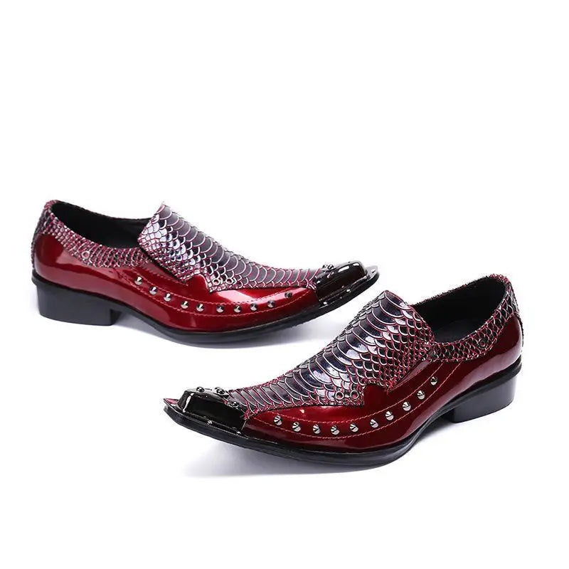 2024 Western Fashion Pointed Metal Toe Dress Shoes Blue Grey Party Wedding Leather Shoes for Men