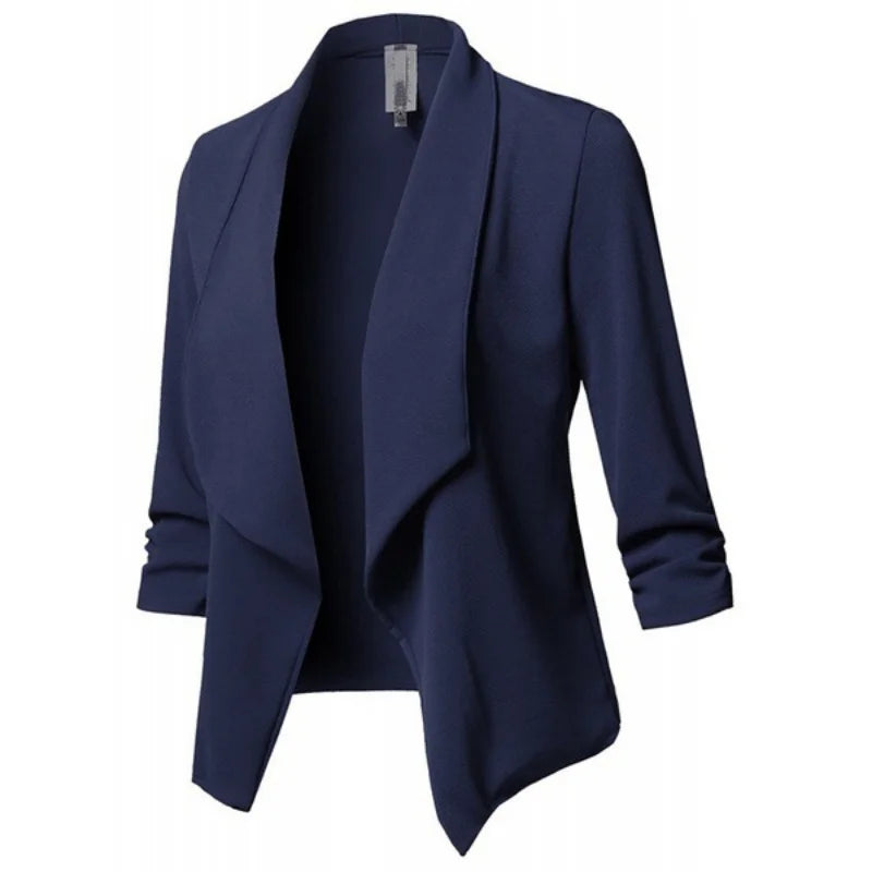2024 Long Sleeve Women Blazers and Jackets Ruched Asymmetrical Casual Business Suit Lady