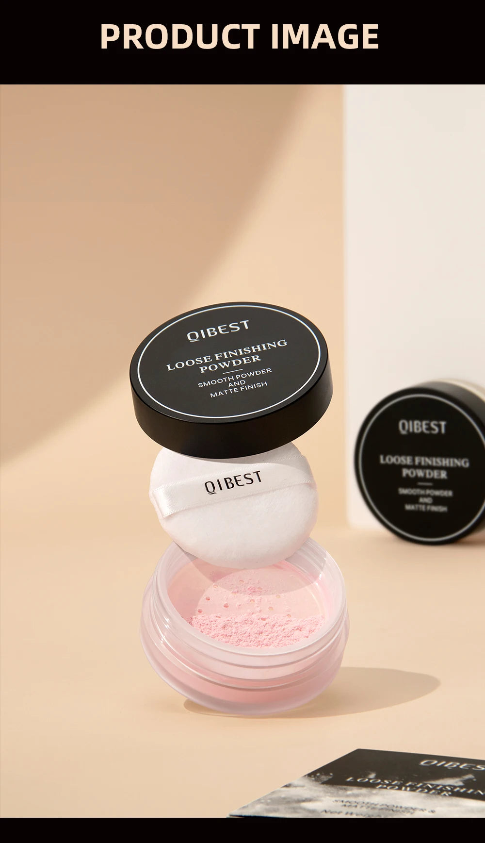 QIBEST 4 Colors Loose Powder Waterproof Oil-Control Matte Finish Compact Setting Powder Long-Lasting Invisible Pores Face Makeup