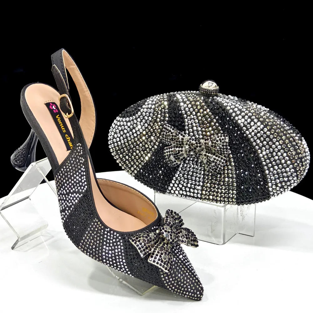 Venus Chan Festive Elegance: Dazzling Heels and Chic Clutch Perfect Combination Of Shoes And Bags for Party Occasions