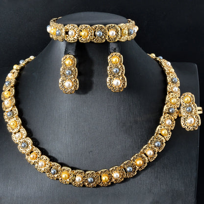 Luxury Quality Jewelry Set For Women Pearl Necklace Bracelet Ring Earring 2024 Trend Wedding Party Jewelry Set Mother's Day Gift