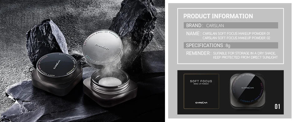 CARSLAN Black Magnetic Translucent Loose Setting Powder Makeup Waterproof Long Lasting Matte Oil Control Finishing Face Powder