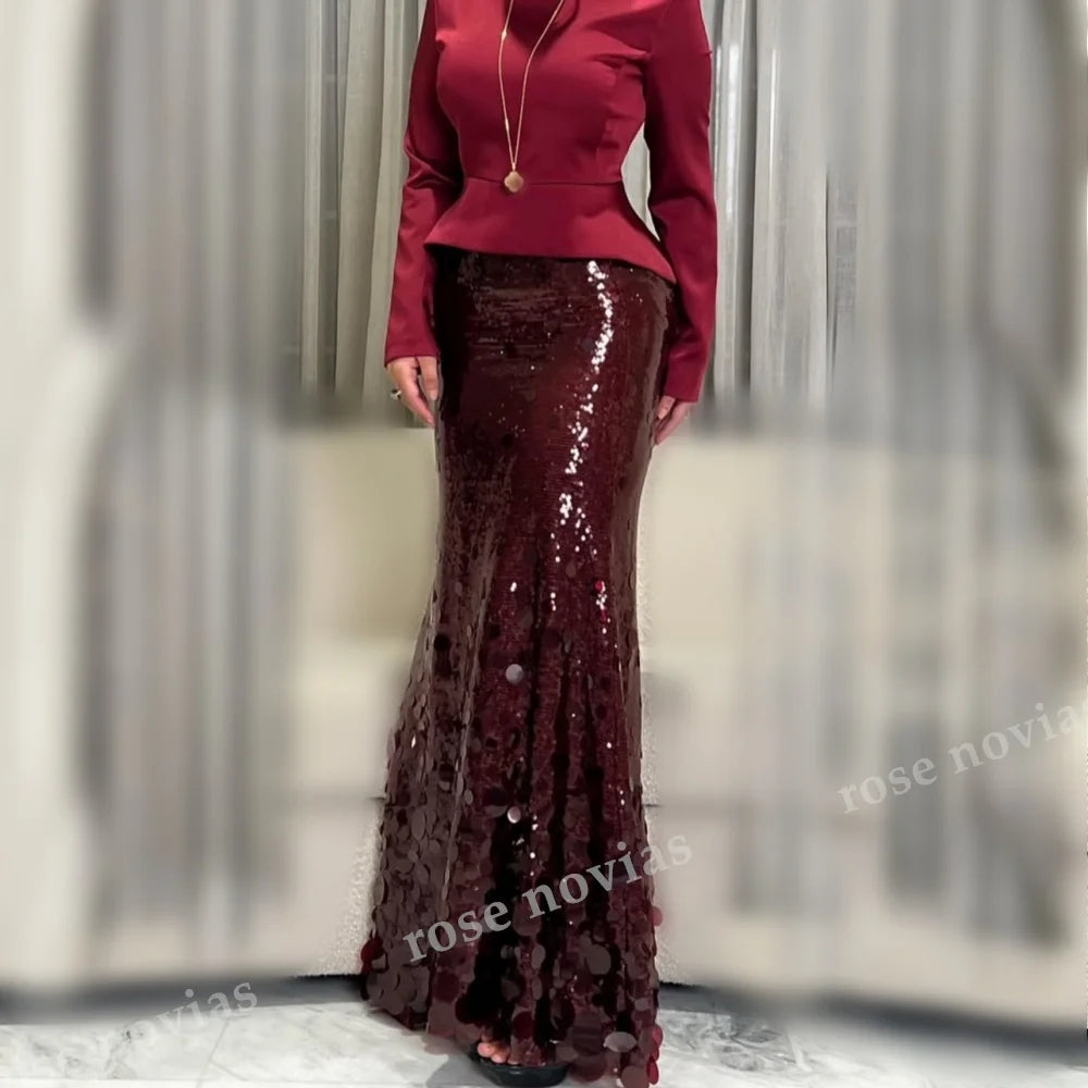 Customized Luxury Women's Evening Gowns for Banquet O-Neck Sequined Trumpet Long Dresses Exquisite Party Dresses