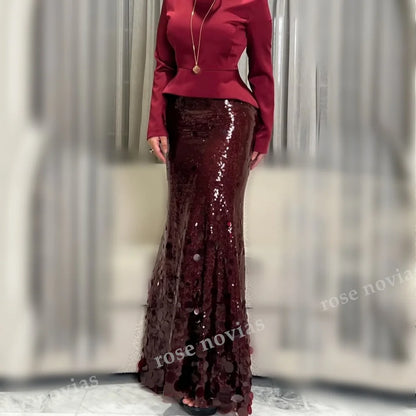 Customized Luxury Women's Evening Gowns for Banquet O-Neck Sequined Trumpet Long Dresses Exquisite Party Dresses