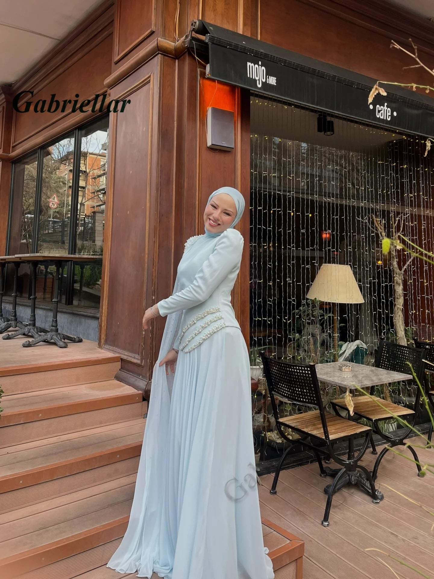 Gabriellar Fashionable Chiffon Celebrity Dress Kuwait High Neck with Pearls Formal Party Maxi Gown for Women Customized