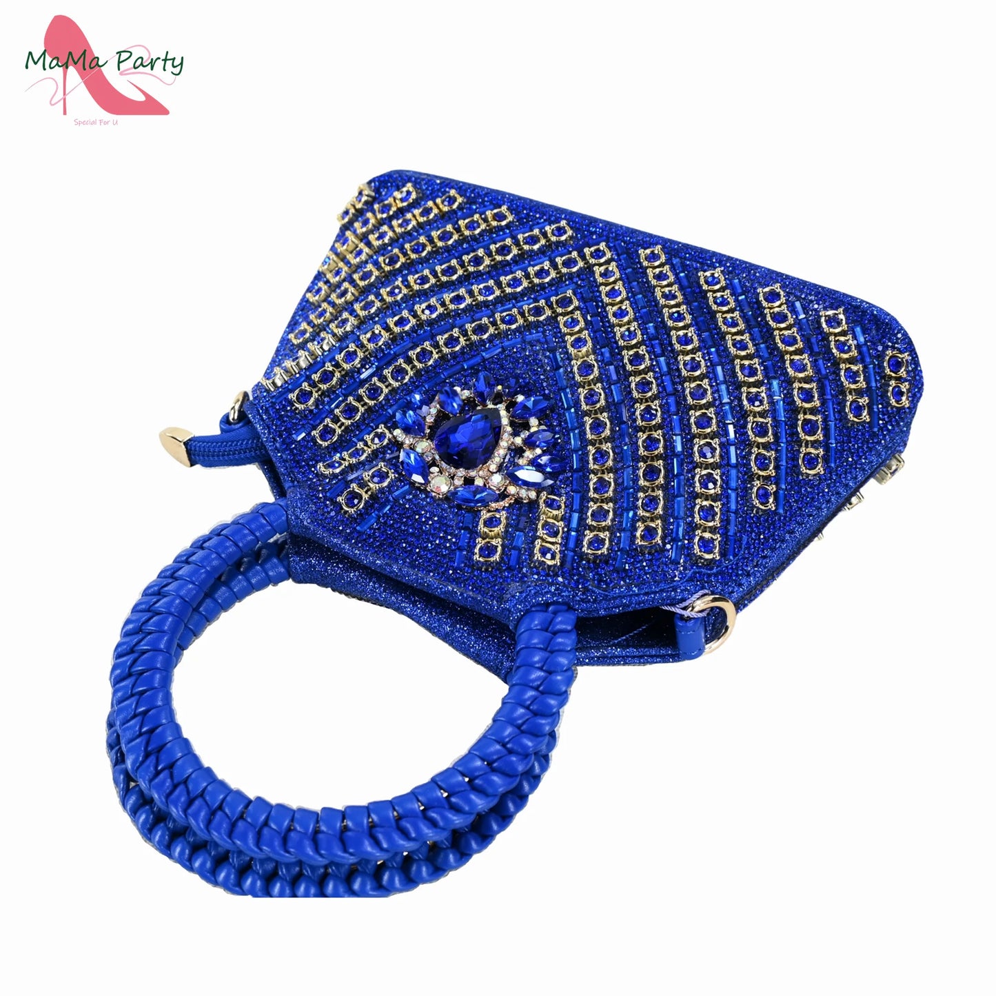 Purple Color New Arrivals Italian Design Nigerian Women Shoes and Bag Set Pointed Toe Slipper with Shinning Crystal for Party