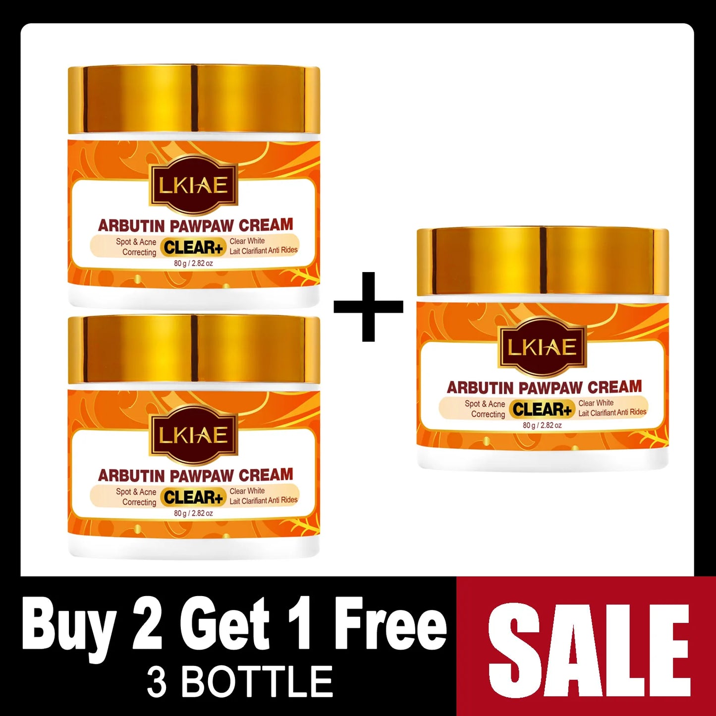 LKIAE Arbutin Pawpaw Face Cream For Women, Black Spots & Acne Correcting, Lightening Skin, Easily Absorbed, Lightweight, 80ml