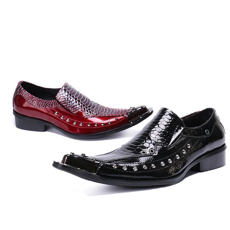 2024 Western Fashion Pointed Metal Toe Dress Shoes Blue Grey Party Wedding Leather Shoes for Men