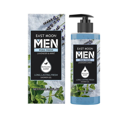 East Moon Peppermint & Lavender Fragranced Body Wash: Dual Botanical Scents, Coolness, Soothing, Long-Lasting Fragrance 100ml