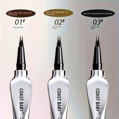 Beginner Friendly 2 Forks Tip Eyebrow Pen COAST BABY Waterproof Long Lasting Natural Smudge Proof Brow Pen