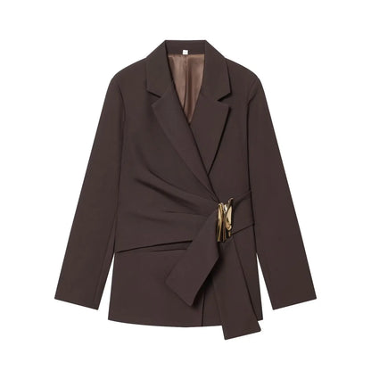 KONDALA Office Lady Chic White Women Blazer Suit Solid Long Sleeve Blazer Long Zipper Pants Fashion 2026 Spring Summer Suit