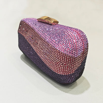 Women Blue/Pink/Green/GOLD Crystal Clutch Evening Bags Metal Hollow Box Minaudiere Handbag Bridal Purse Wedding Party Clutches