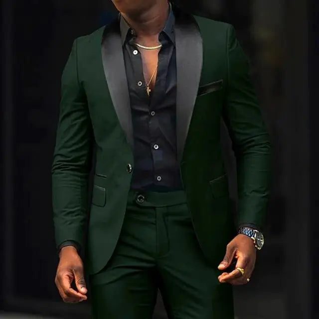 Elegant Wedding Suits 2 Pieces Slim Fit Double Breasted Blazer Tuxedos Groomsmen Suit Male Formal Business Suits(Jacket+Pants)