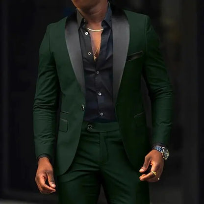 Elegant Wedding Suits 2 Pieces Slim Fit Double Breasted Blazer Tuxedos Groomsmen Suit Male Formal Business Suits(Jacket+Pants)