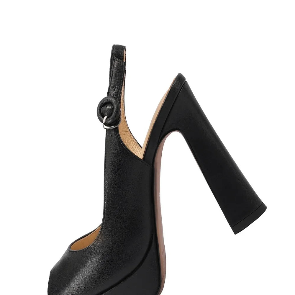 【JOCHEBED HU】New Fashion Women Sandal Shoes Sexy Genuine Patent Leather High Heels Pointed Toe Dress Party Wedding Shoes 33-40