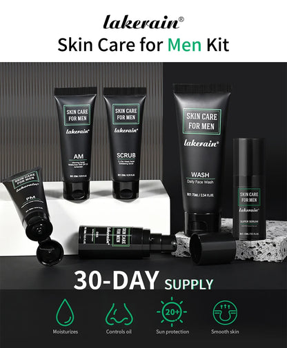 Skin Care Set for Men Essential Routine Daily Face Wash Facial Scrub Moisturizer SPF Night Cream Hydrated Skin Gifts For Men Ski