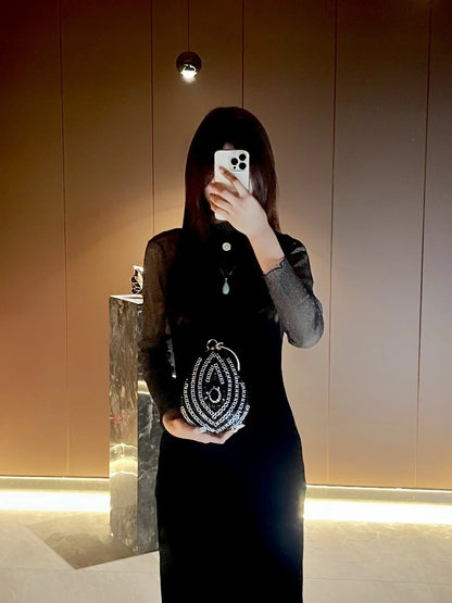 New high-end rhinestone handbag bag fashionable personalized dinner handbag light luxury messenger bag heavy industry handbag