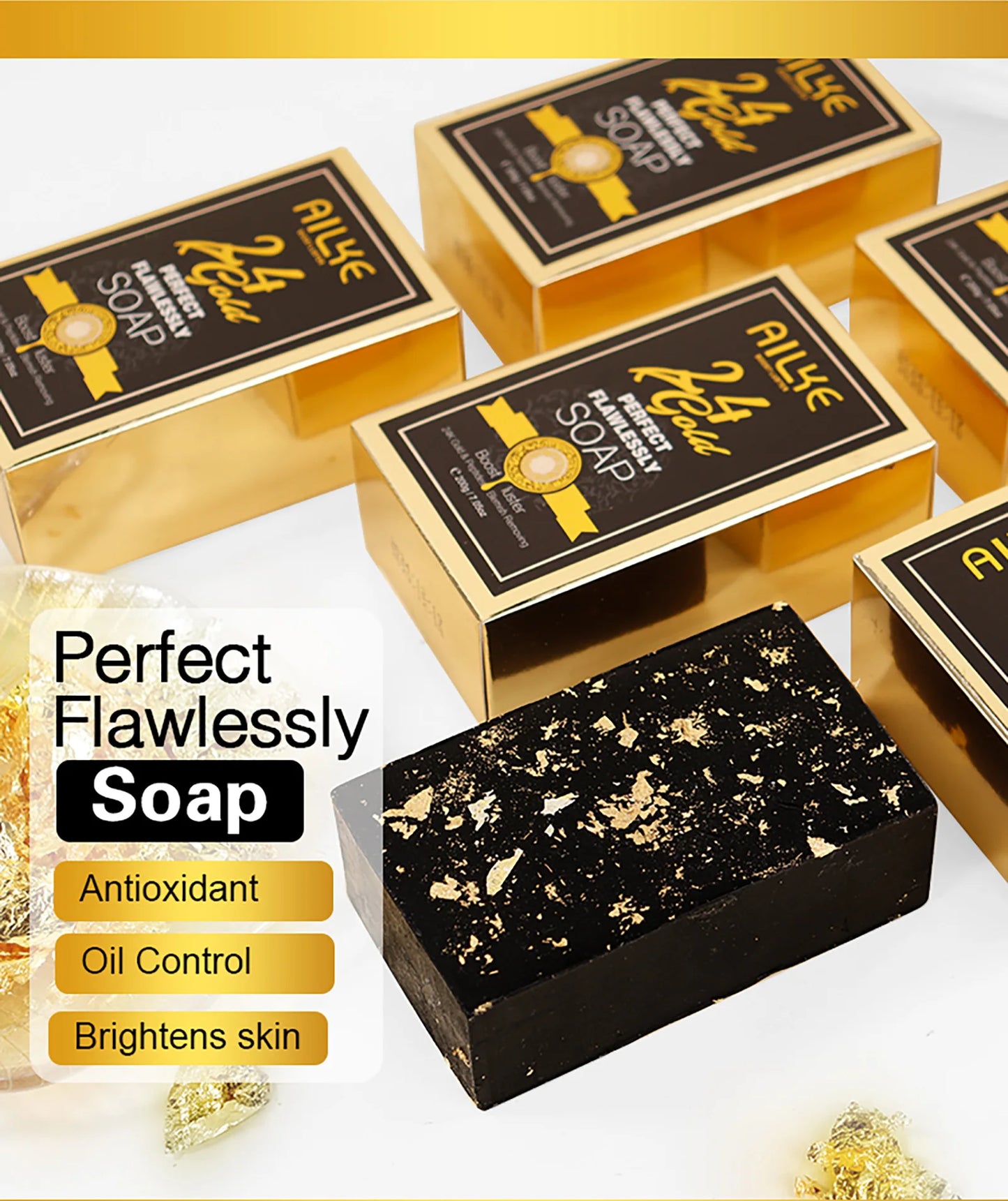 AILKE 24K Glod Flawlessly Skin Care Range, Skin Whitener, Reduce Dark Spots, Melanin, Wrinkles, Moisturize, For Women & Men