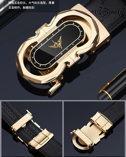 Men's Fashion Automatic Buckle Belt Business Leather Belt Versatile Casual Pants Belt