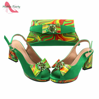 2024 INS Hot Sale New Arrivals Red Color Italian Design Shoes Matching Bag Set Super High Heels Pumps for Garden Party