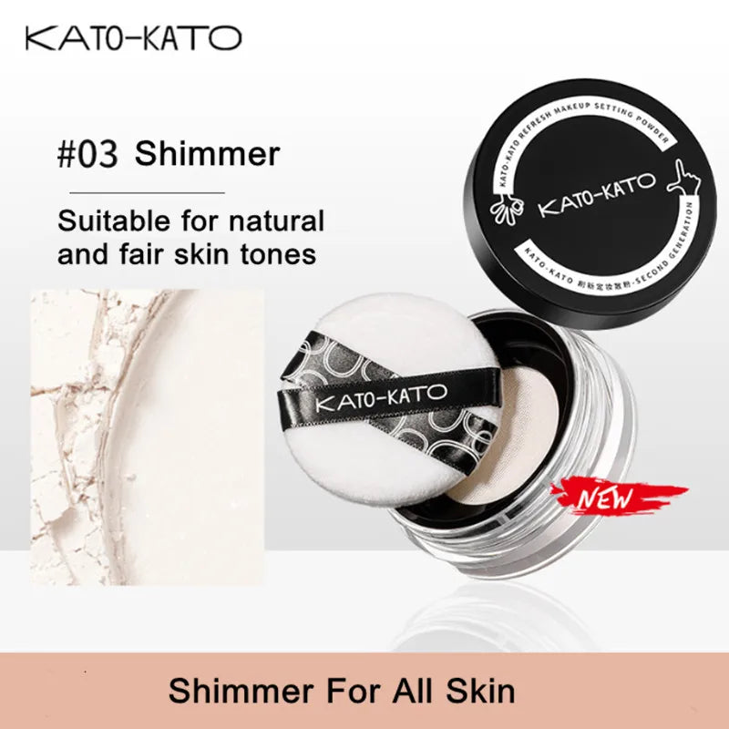 KATO Oil Control Loose Powder Soft Matte Shimmer Setting Finishing Foundation Powder Natural Long Lasting Brighten Skin
