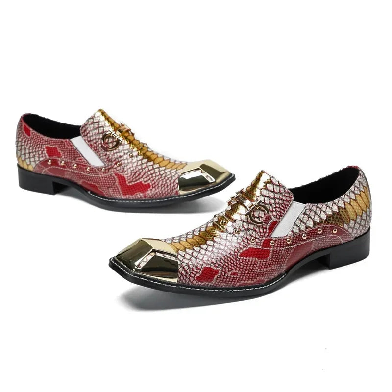 luxury mens shoes designer like snake pattern Dress shoes man Gentleman Slip On Oxfords genuine leather shoes for men Fashion