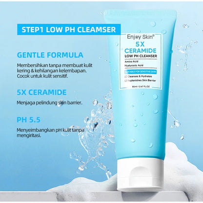Ceramide Facial Skincare Series: Soothing Toner,Moisturizing Face Cream,Low PH Cleaner,Barrier Serum,Moisture Gel,Skin Hydration