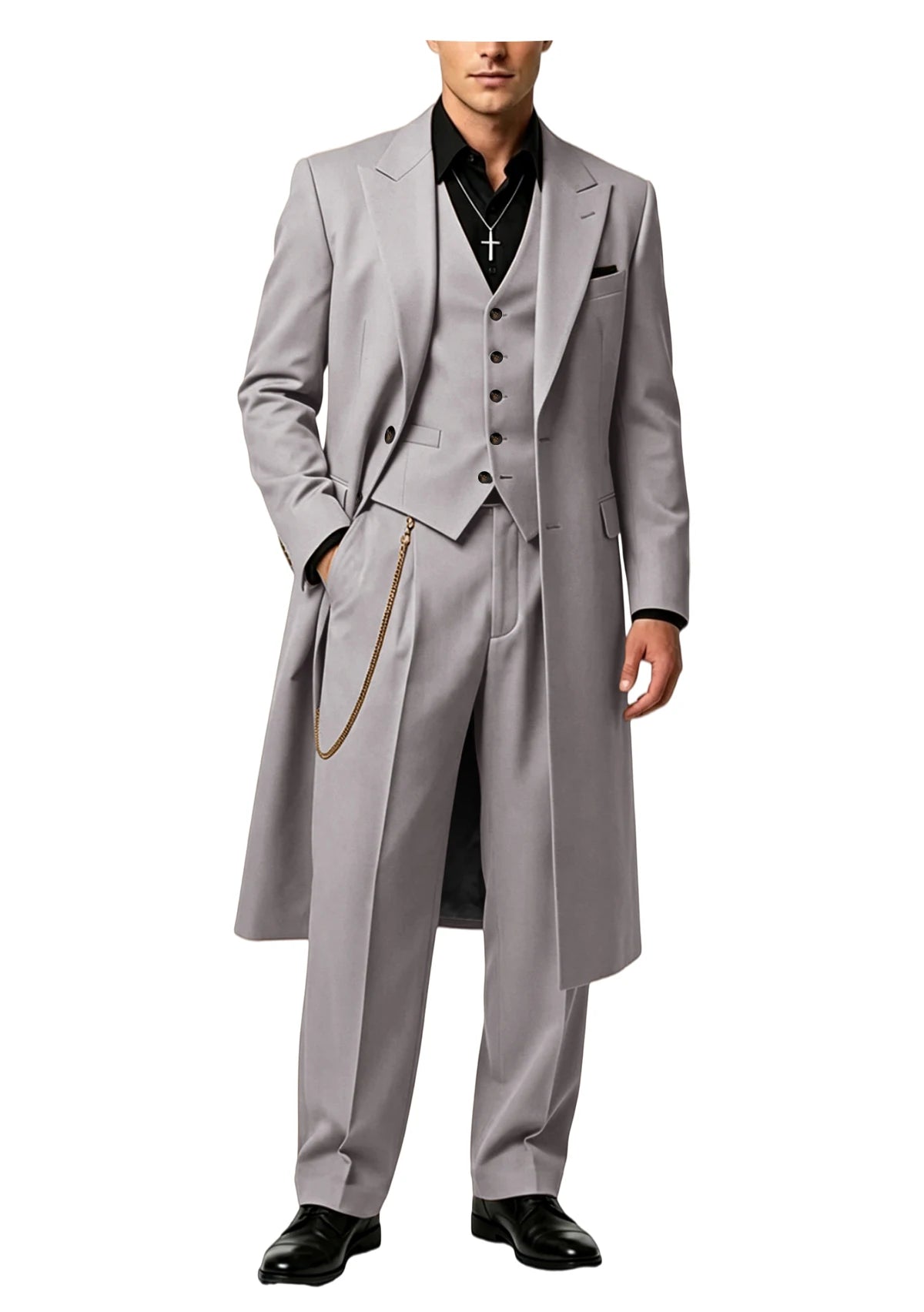 Men's Long Tailcoat 3 Piece Suit Set Blazer Vest Pants Formal Business Slim Fit Jacket Gothic Victorian Style Tuxedo for Wedding