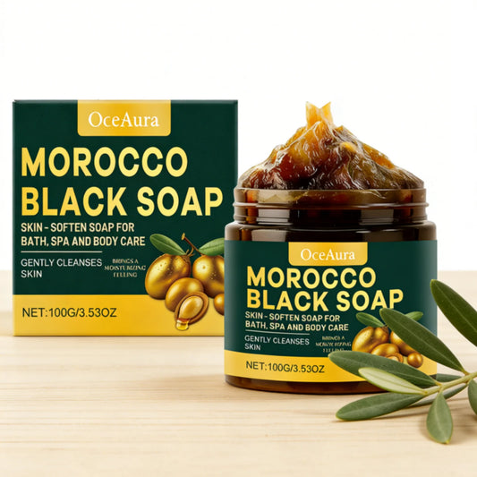 OceAura Morocco Black Soap Deep Cleaning Remove Dead Skin Cells Gentle Care Body Moisturizing Brighten Skin Smoothing Soap 100g