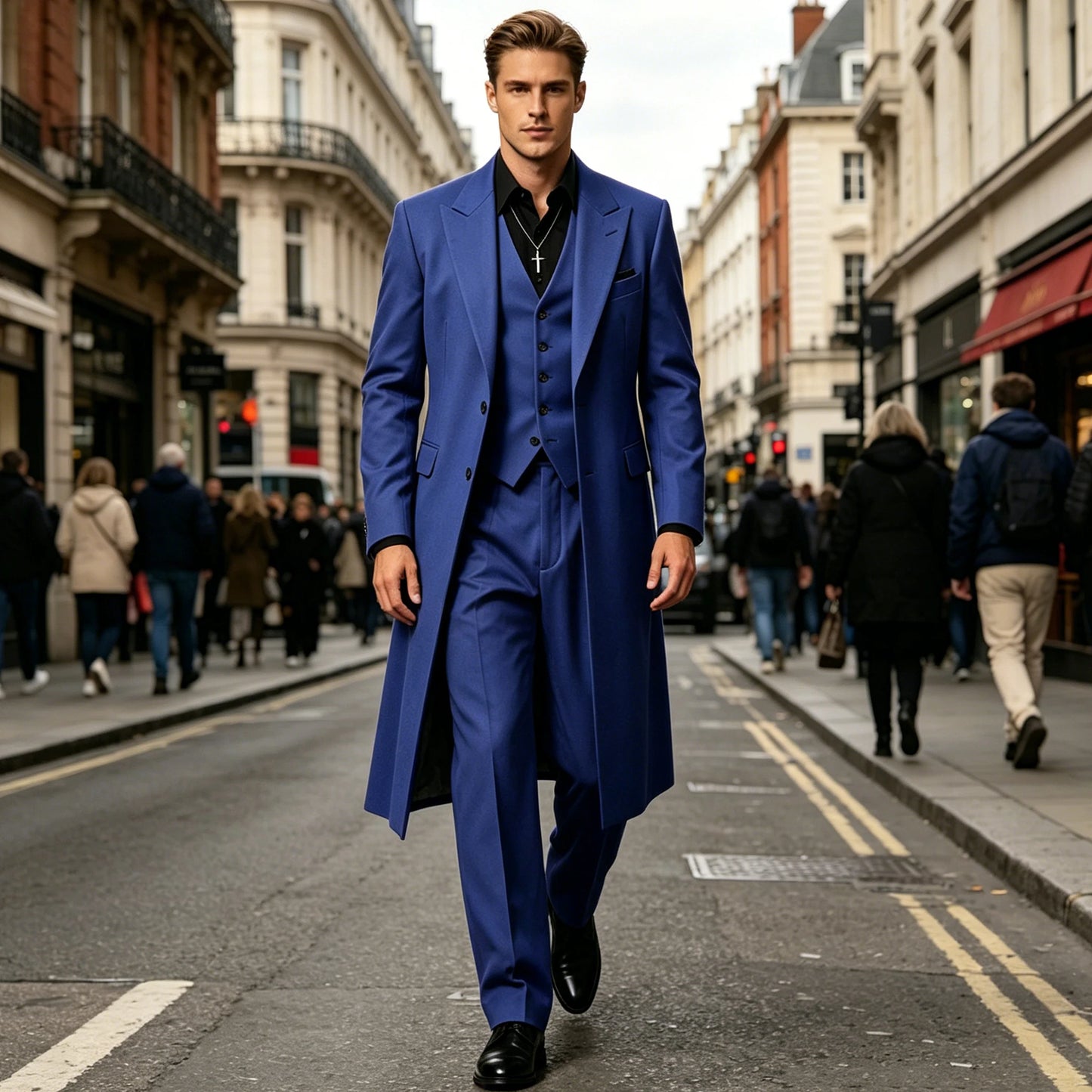 Men's Long Tailcoat 3 Piece Suit Set Blazer Vest Pants Formal Business Slim Fit Jacket Gothic Victorian Style Tuxedo for Wedding