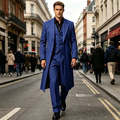 Men's Long Tailcoat 3 Piece Suit Set Blazer Vest Pants Formal Business Slim Fit Jacket Gothic Victorian Style Tuxedo for Wedding
