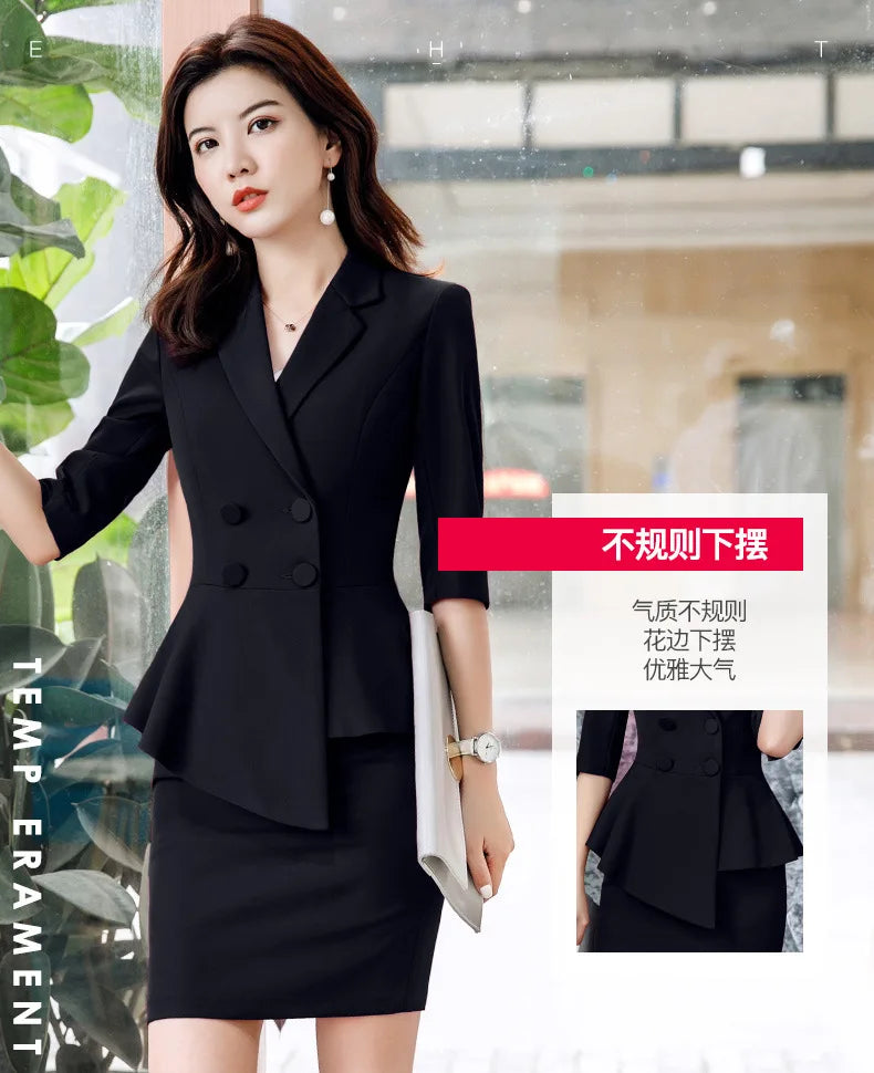 2023 Spring Summer Formal Ladies Double Breaste Blazer And Pants Suits Office Uniform 2XL Size Pants Jacket Business Work Wear