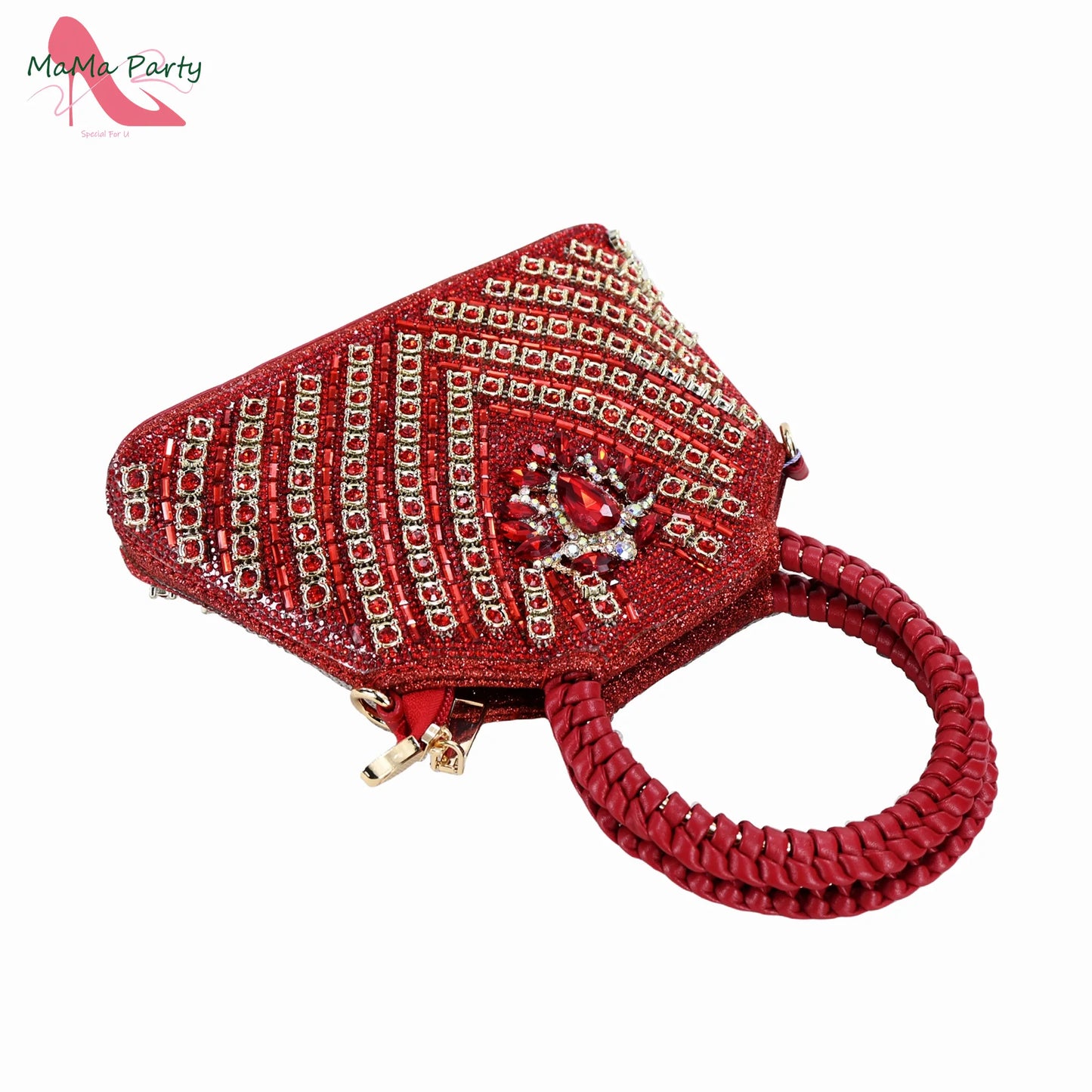 Purple Color New Arrivals Italian Design Nigerian Women Shoes and Bag Set Pointed Toe Slipper with Shinning Crystal for Party