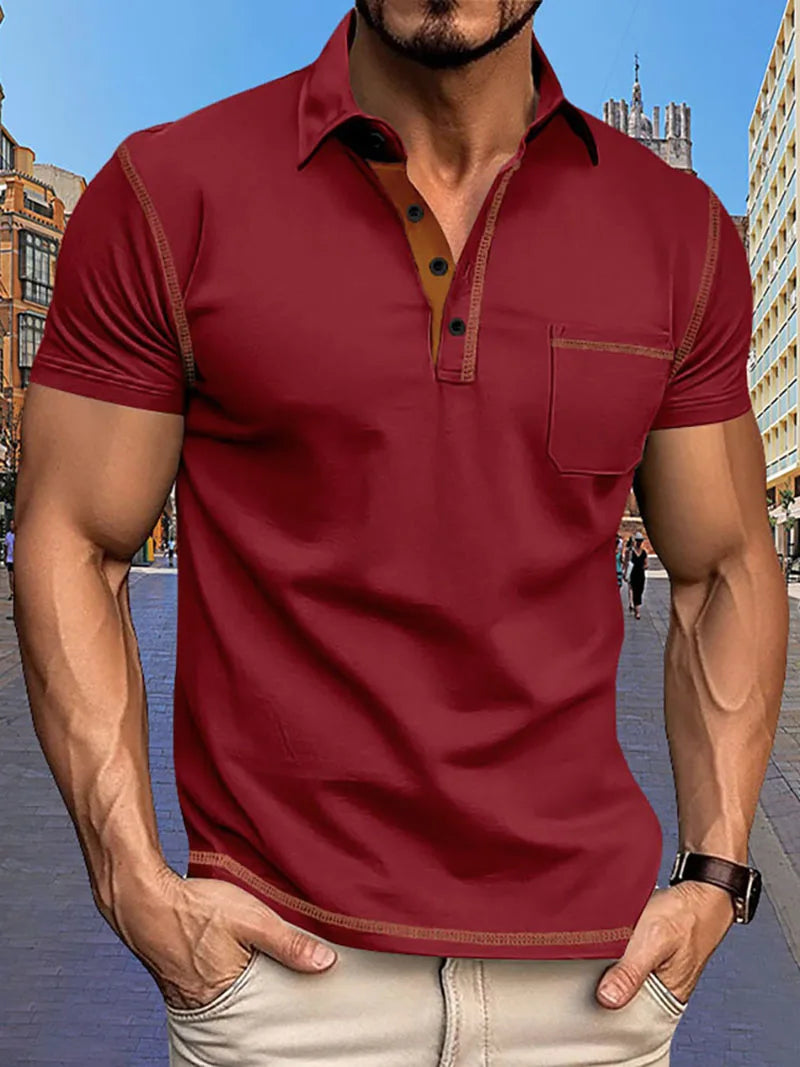2024 New Summer Mens Lapel Pocket Polo Shirt Breathable Polyester Short Sleeve Tops Casual Daily Office Business Wear For Men