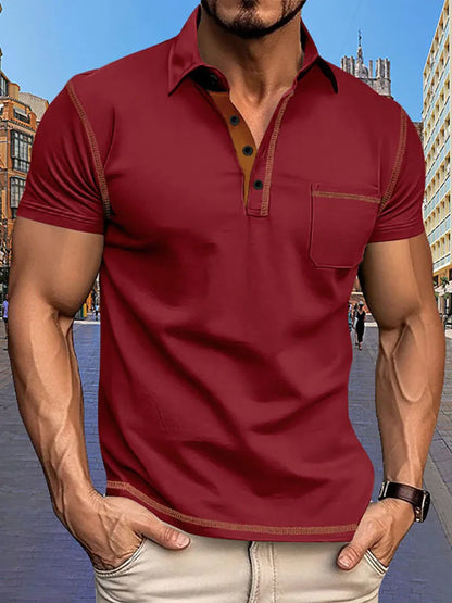 2024 New Summer Mens Lapel Pocket Polo Shirt Breathable Polyester Short Sleeve Tops Casual Daily Office Business Wear For Men