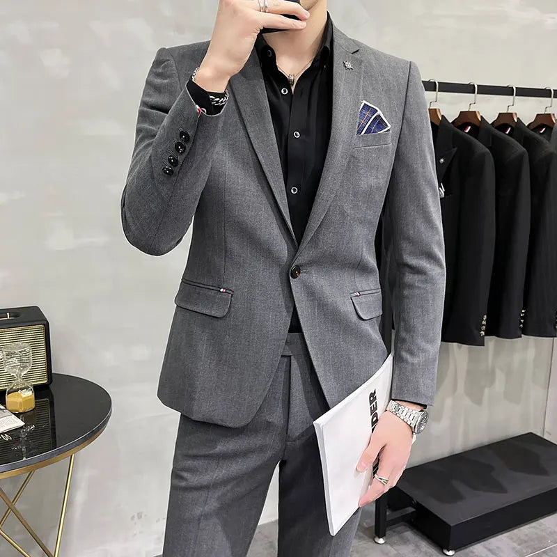 Men's High-Quality Two-Piece Wedding Suit Business Casual Banquet Costume Luxury Ensemble with Trousers
