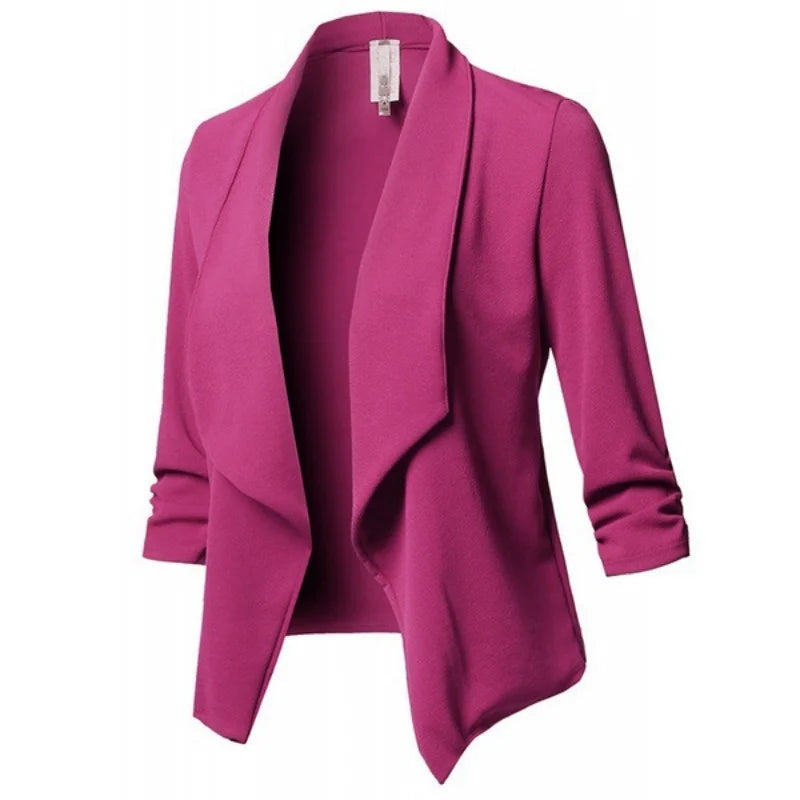 2024 Long Sleeve Women Blazers and Jackets Ruched Asymmetrical Casual Business Suit Lady