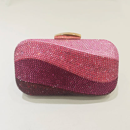 Women Blue/Pink/Green/GOLD Crystal Clutch Evening Bags Metal Hollow Box Minaudiere Handbag Bridal Purse Wedding Party Clutches