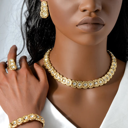 Luxury Quality Jewelry Set For Women Pearl Necklace Bracelet Ring Earring 2024 Trend Wedding Party Jewelry Set Mother's Day Gift